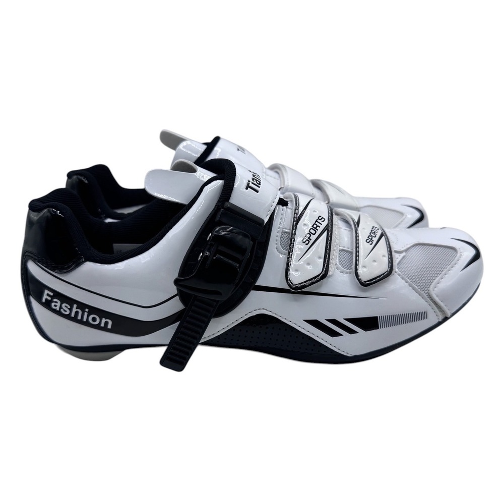 TianBuLun 8.5 White Cycling Shoes Men's Road Bike Cleat Compatible